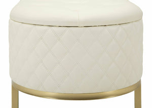 Panca Golfo, Panchina multiuso, Seduta per ospiti, Cassapanca multifunzione, 120x40 h43 cm, Bianco e Oro