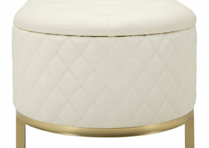 Panca Golfo, Panchina multiuso, Seduta per ospiti, Cassapanca multifunzione, 120x40 h43 cm, Bianco e Oro