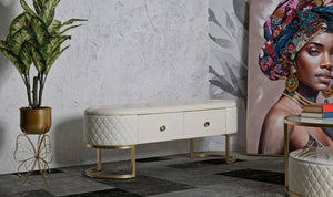 Panca Golfo, Panchina multiuso, Seduta per ospiti, Cassapanca multifunzione, 120x40 h43 cm, Bianco e Oro