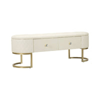 Panca Golfo, Panchina multiuso, Seduta per ospiti, Cassapanca multifunzione, 120x40 h43 cm, Bianco e Oro
