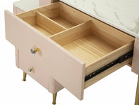 Toeletta Guidobono, Tavolo da toeletta, Postazione da trucco, Mobile consolle, 120x40 h75 cm, Rosa e Oro