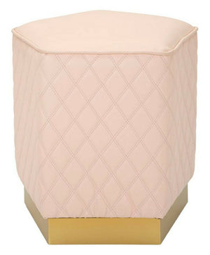 Pouf Suasa, Poltrona multiuso, Scendiletto, Pouf poggiapiedi, 38x38 h38 cm, Rosa e Oro