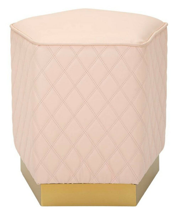 Pouf Suasa, Poltrona multiuso, Scendiletto, Pouf poggiapiedi, 38x38 h38 cm, Rosa e Oro