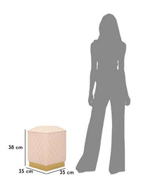 Pouf Suasa, Poltrona multiuso, Scendiletto, Pouf poggiapiedi, 38x38 h38 cm, Rosa e Oro