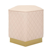 Pouf Suasa, Poltrona multiuso, Scendiletto, Pouf poggiapiedi, 38x38 h38 cm, Rosa e Oro
