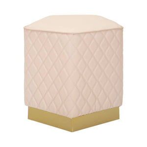 Pouf Suasa, Poltrona multiuso, Scendiletto, Pouf poggiapiedi, 38x38 h38 cm, Rosa e Oro