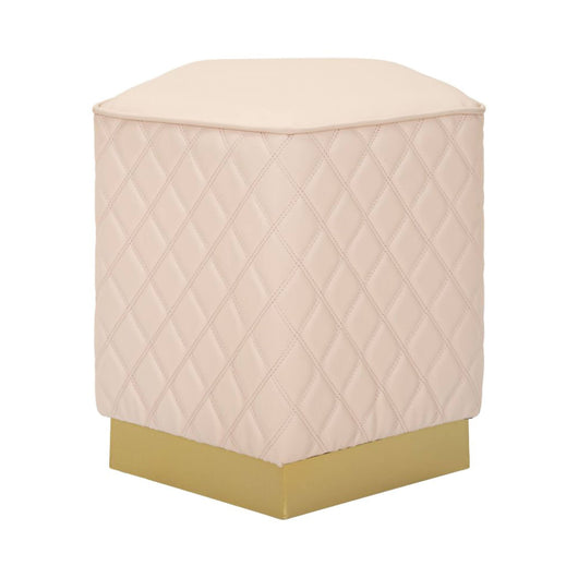 Pouf Suasa, Poltrona multiuso, Scendiletto, Pouf poggiapiedi, 38x38 h38 cm, Rosa e Oro