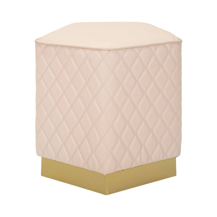Pouf Suasa, Poltrona multiuso, Scendiletto, Pouf poggiapiedi, 38x38 h38 cm, Rosa e Oro