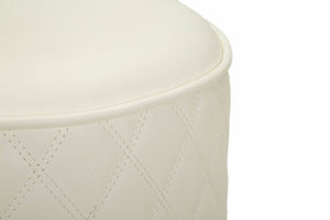 Pouf Erro, Poltrona multiuso, Scendiletto, Pouf poggiapiedi, 36x36 h39 cm, Bianco e Oro