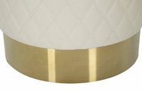 Pouf Erro, Poltrona multiuso, Scendiletto, Pouf poggiapiedi, 36x36 h39 cm, Bianco e Oro