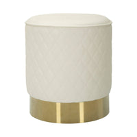 Pouf Erro, Poltrona multiuso, Scendiletto, Pouf poggiapiedi, 36x36 h39 cm, Bianco e Oro