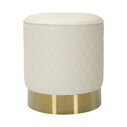 Pouf Erro, Poltrona multiuso, Scendiletto, Pouf poggiapiedi, 36x36 h39 cm, Bianco e Oro