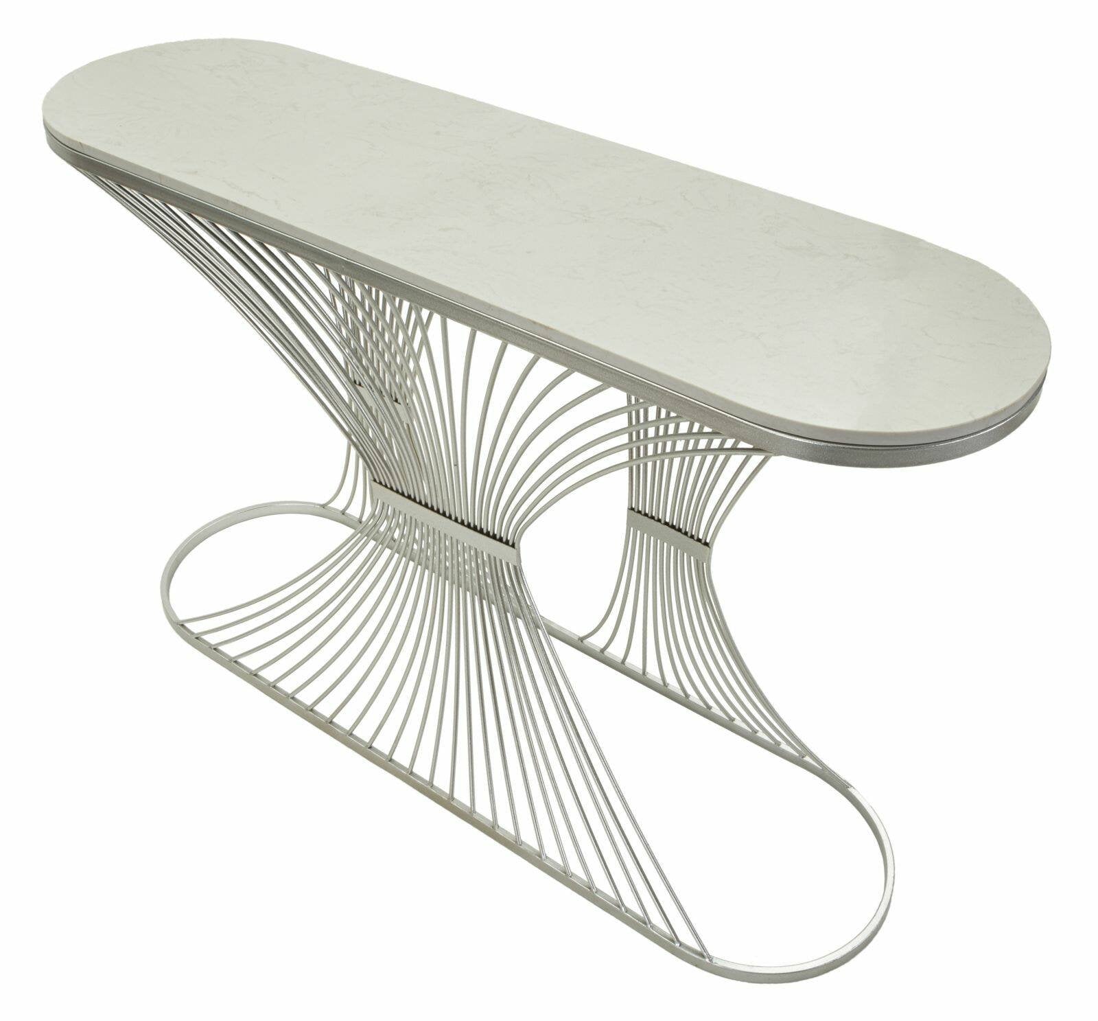 Consolle Branduzzo, Tavolo multiuso, Mobiletto d'appoggio, Scrivania da corridoio, 120x35 h79 cm, Argento