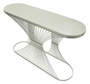 Consolle Branduzzo, Tavolo multiuso, Mobiletto d'appoggio, Scrivania da corridoio, 120x35 h79 cm, Argento