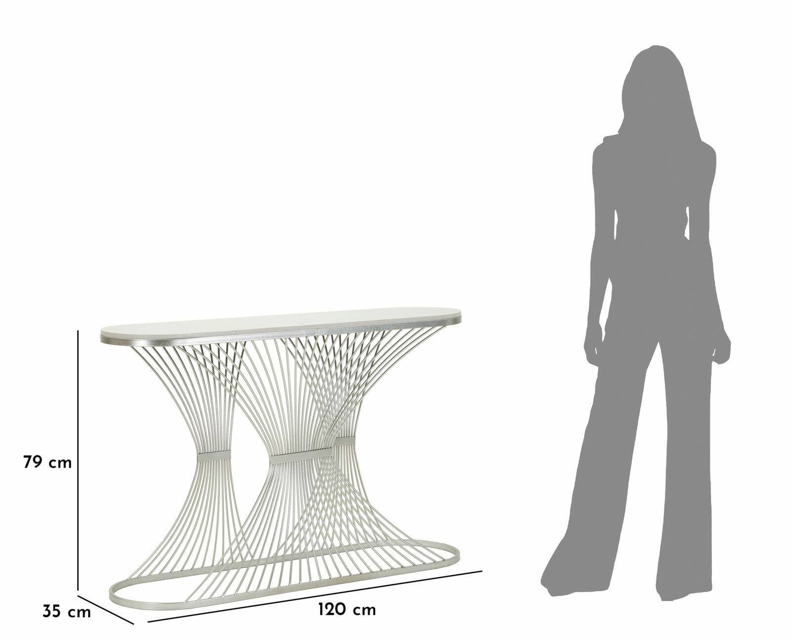 Consolle Branduzzo, Tavolo multiuso, Mobiletto d'appoggio, Scrivania da corridoio, 120x35 h79 cm, Argento