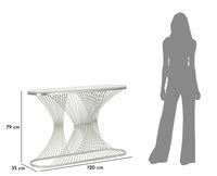 Consolle Branduzzo, Tavolo multiuso, Mobiletto d'appoggio, Scrivania da corridoio, 120x35 h79 cm, Argento