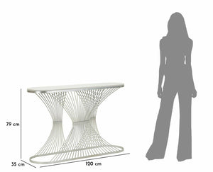 Consolle Branduzzo, Tavolo multiuso, Mobiletto d'appoggio, Scrivania da corridoio, 120x35 h79 cm, Argento