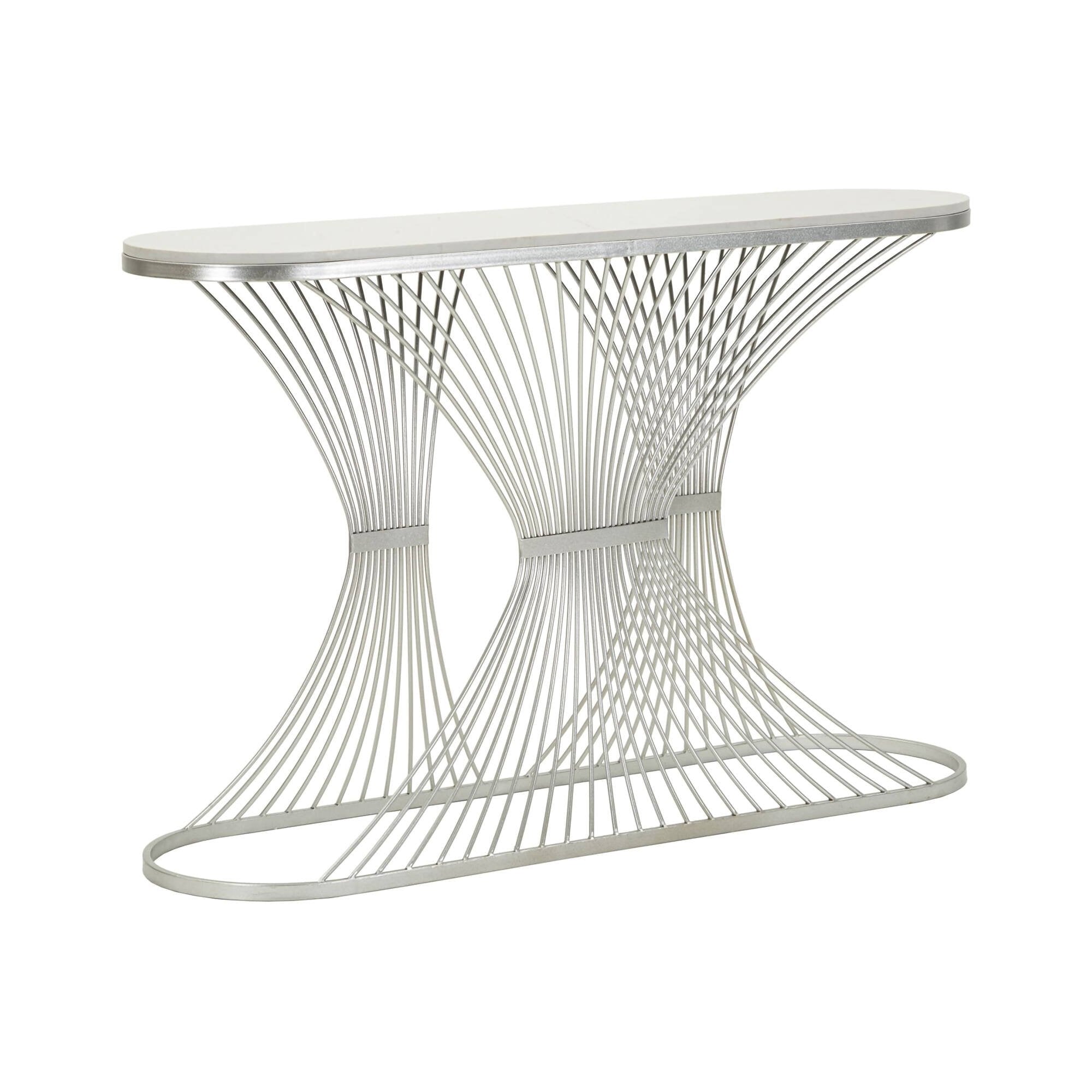 Consolle Branduzzo, Tavolo multiuso, Mobiletto d'appoggio, Scrivania da corridoio, 120x35 h79 cm, Argento