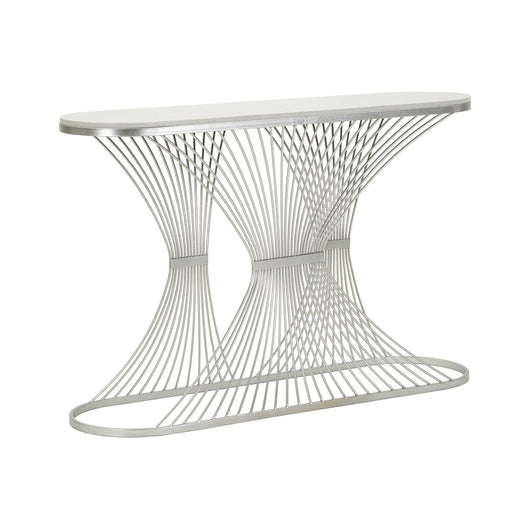 Consolle Branduzzo, Tavolo multiuso, Mobiletto d'appoggio, Scrivania da corridoio, 120x35 h79 cm, Argento