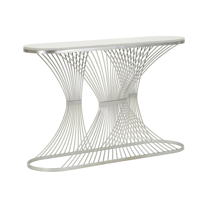 Consolle Branduzzo, Tavolo multiuso, Mobiletto d'appoggio, Scrivania da corridoio, 120x35 h79 cm, Argento