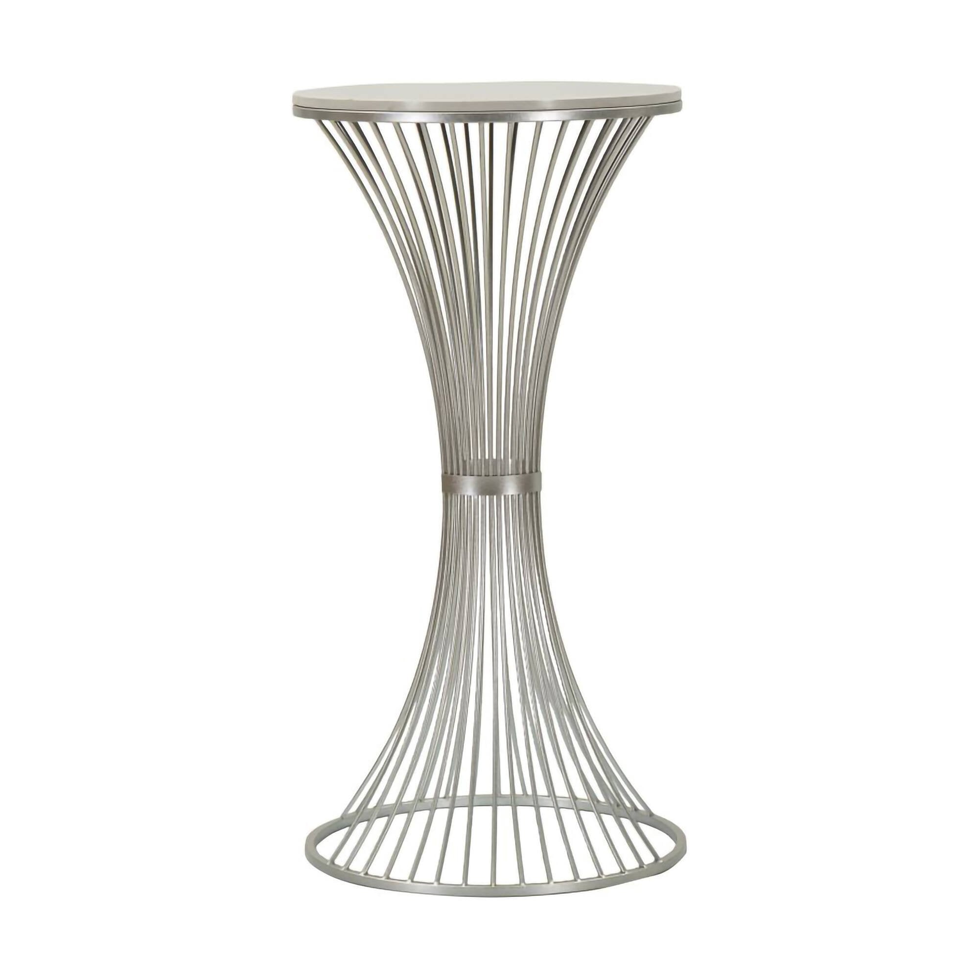 Tavolino da salotto Merli, Tavolo basso da caffè, Portariviste per divano, Ripiano da soggiorno, Argento, 50x50 h100 cm