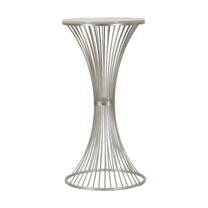 Tavolino da salotto Merli, Tavolo basso da caffè, Portariviste per divano, Ripiano da soggiorno, Argento, 50x50 h100 cm