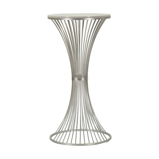 Tavolino da salotto Merli, Tavolo basso da caffè, Portariviste per divano, Ripiano da soggiorno, Argento, 50x50 h100 cm