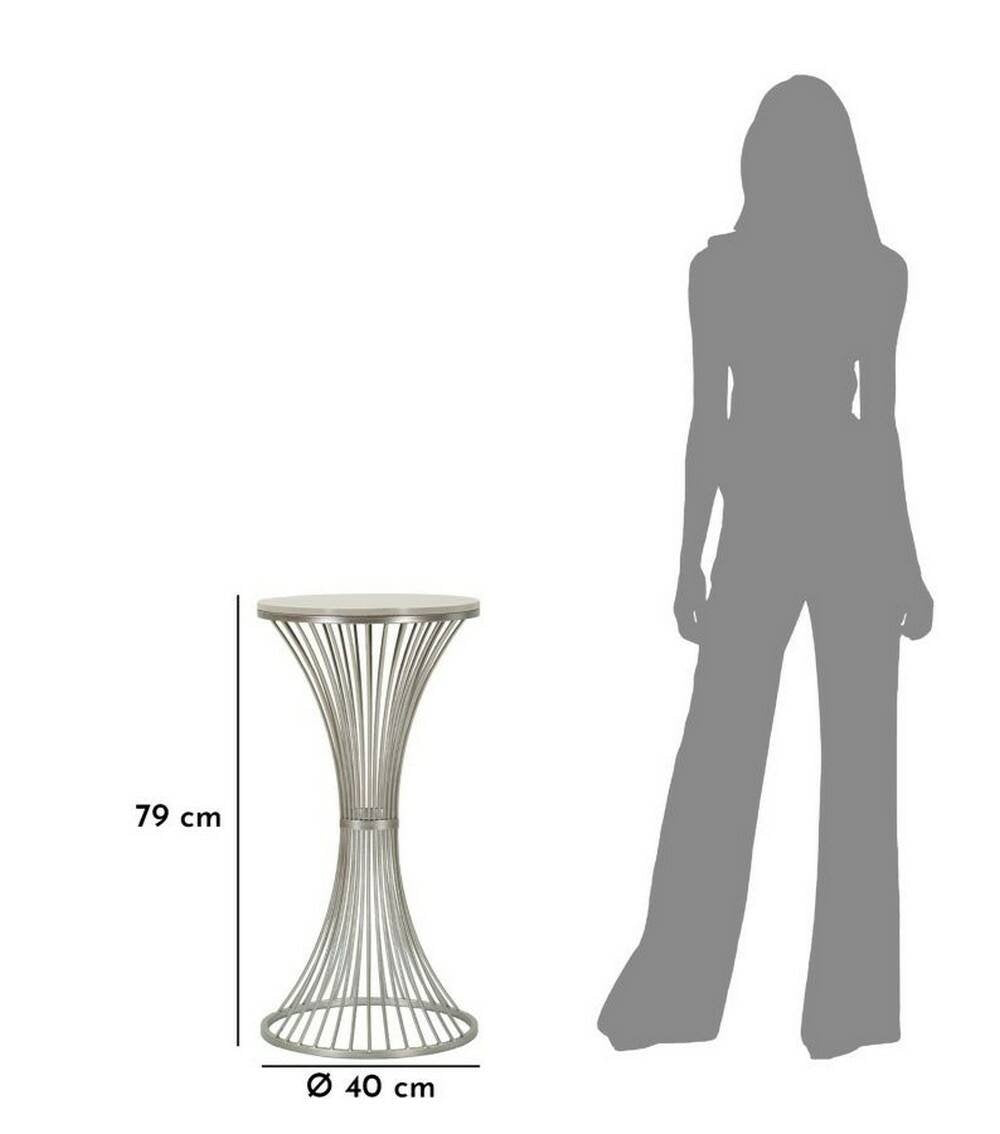 Tavolino da salotto Merli, Tavolo basso da caffè, Portariviste per divano, Ripiano da soggiorno, Argento, 40x40 h79 cm