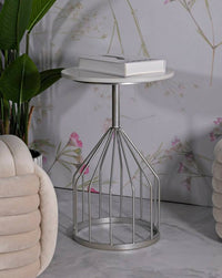 Tavolino da salotto Calepio, Tavolo basso da caffè, Portariviste per divano, Ripiano da soggiorno, 38x38 h58 cm, Argento