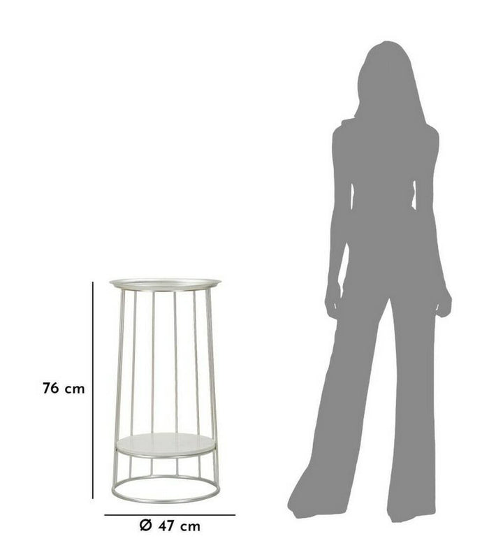 Tavolino da salotto Biferno, Tavolo basso da caffè, Portariviste per divano, Ripiano da soggiorno, 40x40 h76 cm, Argento