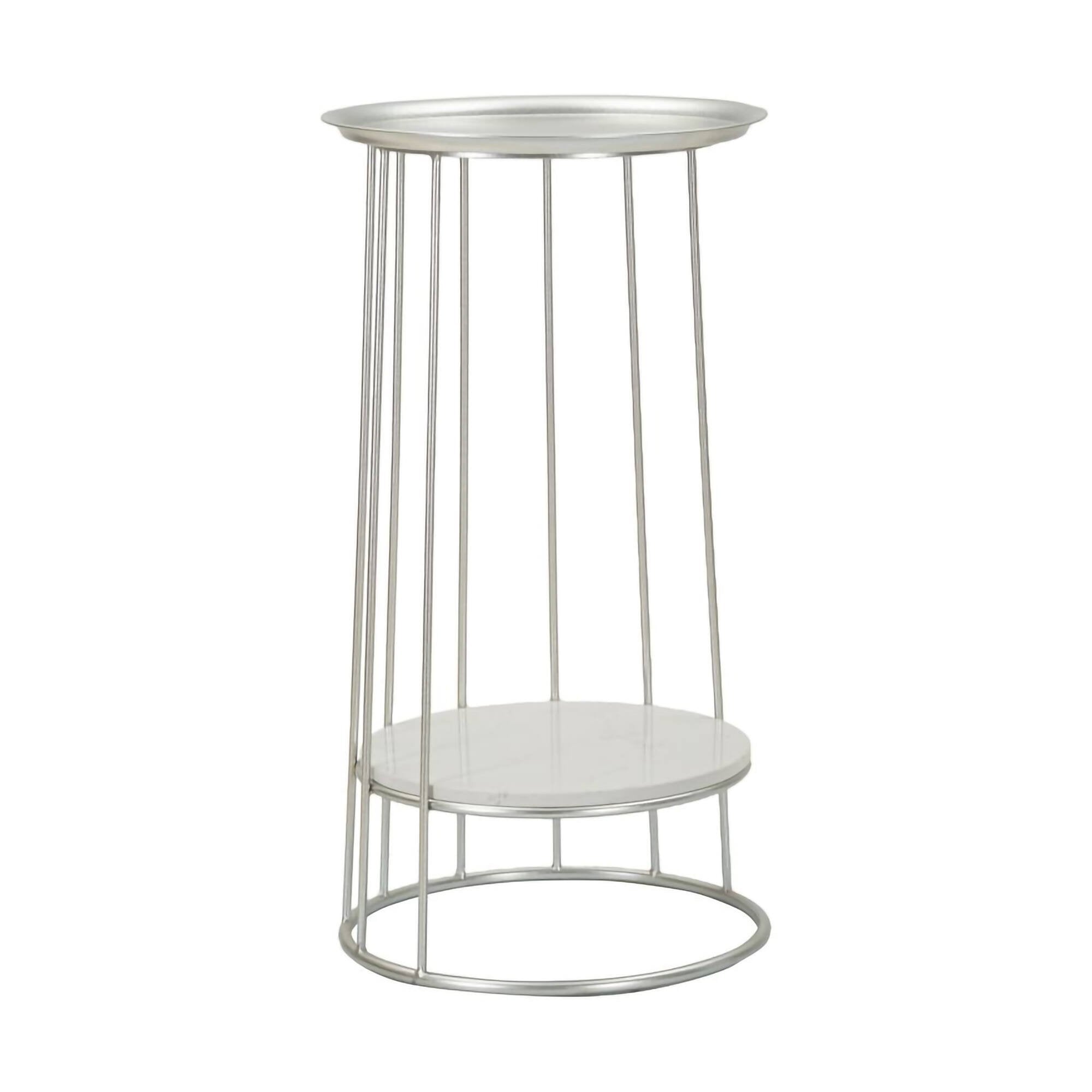 Tavolino da salotto Biferno, Tavolo basso da caffè, Portariviste per divano, Ripiano da soggiorno, 40x40 h76 cm, Argento