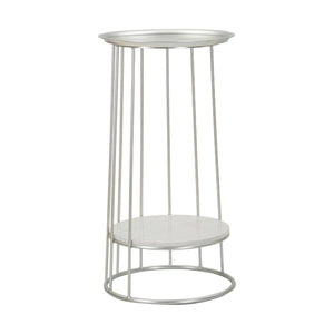 Tavolino da salotto Biferno, Tavolo basso da caffè, Portariviste per divano, Ripiano da soggiorno, 40x40 h76 cm, Argento