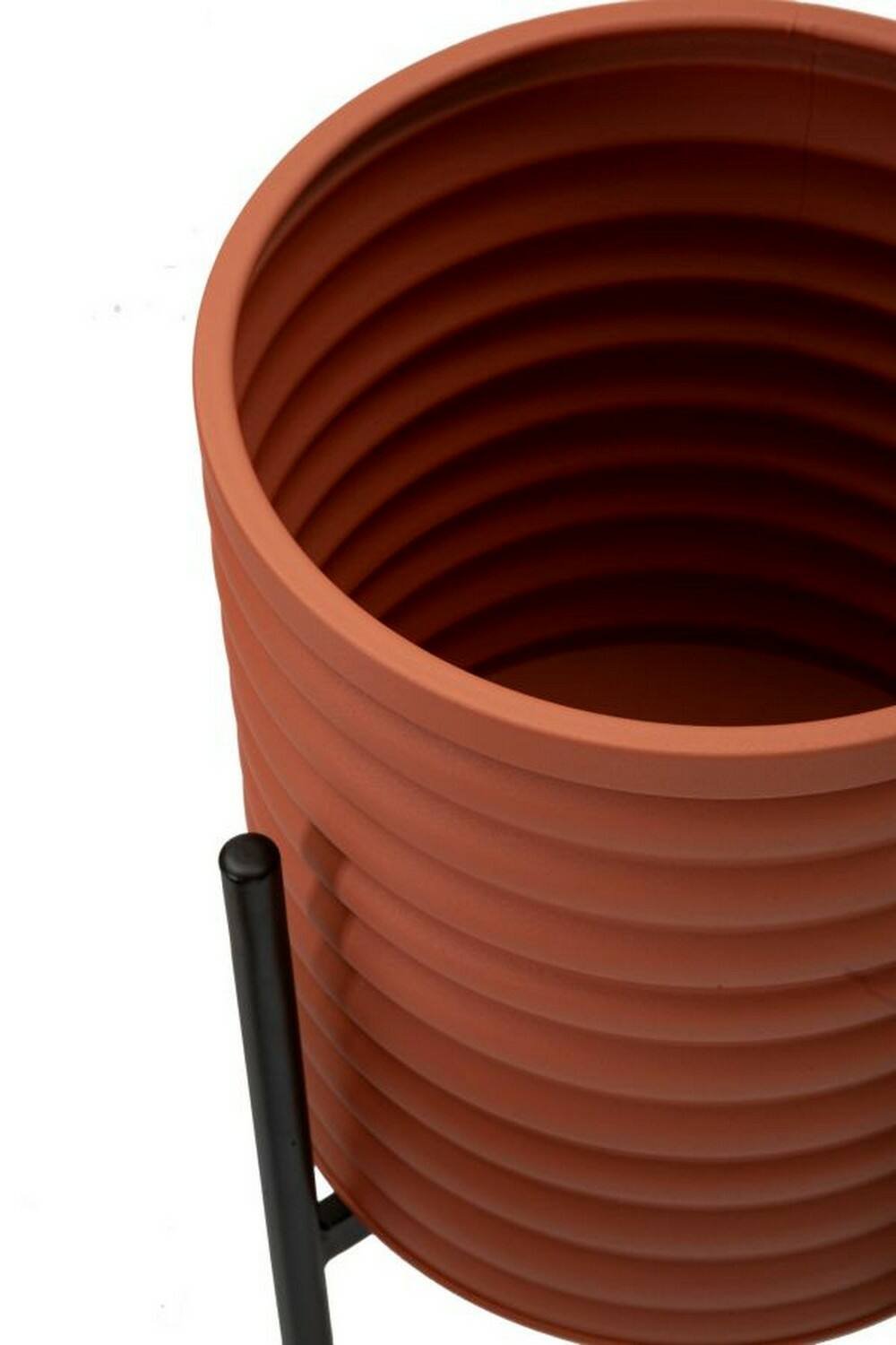 Set di 3 portavasi Cisterna, Complemento d'arredo, Articolo decorativo, Accessorio d'arredo, 36x36 h57 cm, Terracotta e Nero