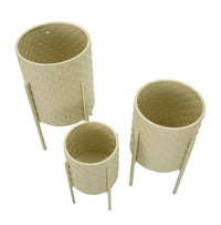 Set di 3 portavasi Cisterna, Complemento d'arredo, Articolo decorativo, Accessorio d'arredo, 36x36 h57 cm, Crema