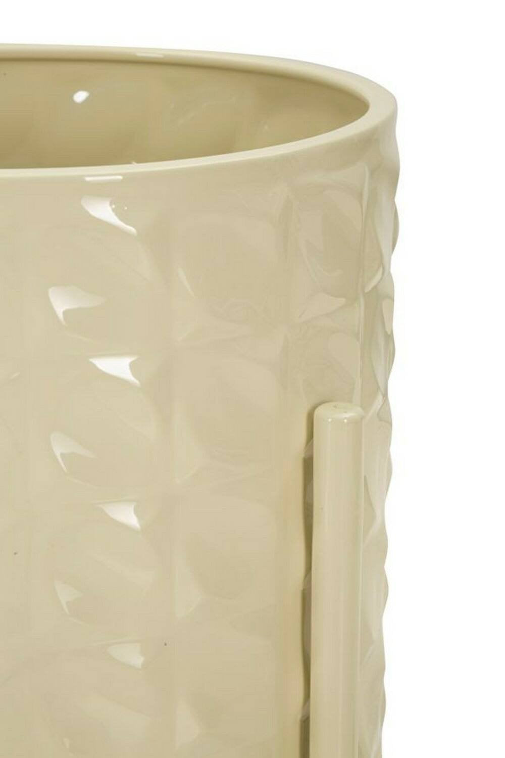 Set di 3 portavasi Cisterna, Complemento d'arredo, Articolo decorativo, Accessorio d'arredo, 36x36 h57 cm, Crema