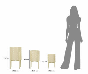 Set di 3 portavasi Cisterna, Complemento d'arredo, Articolo decorativo, Accessorio d'arredo, 36x36 h57 cm, Crema