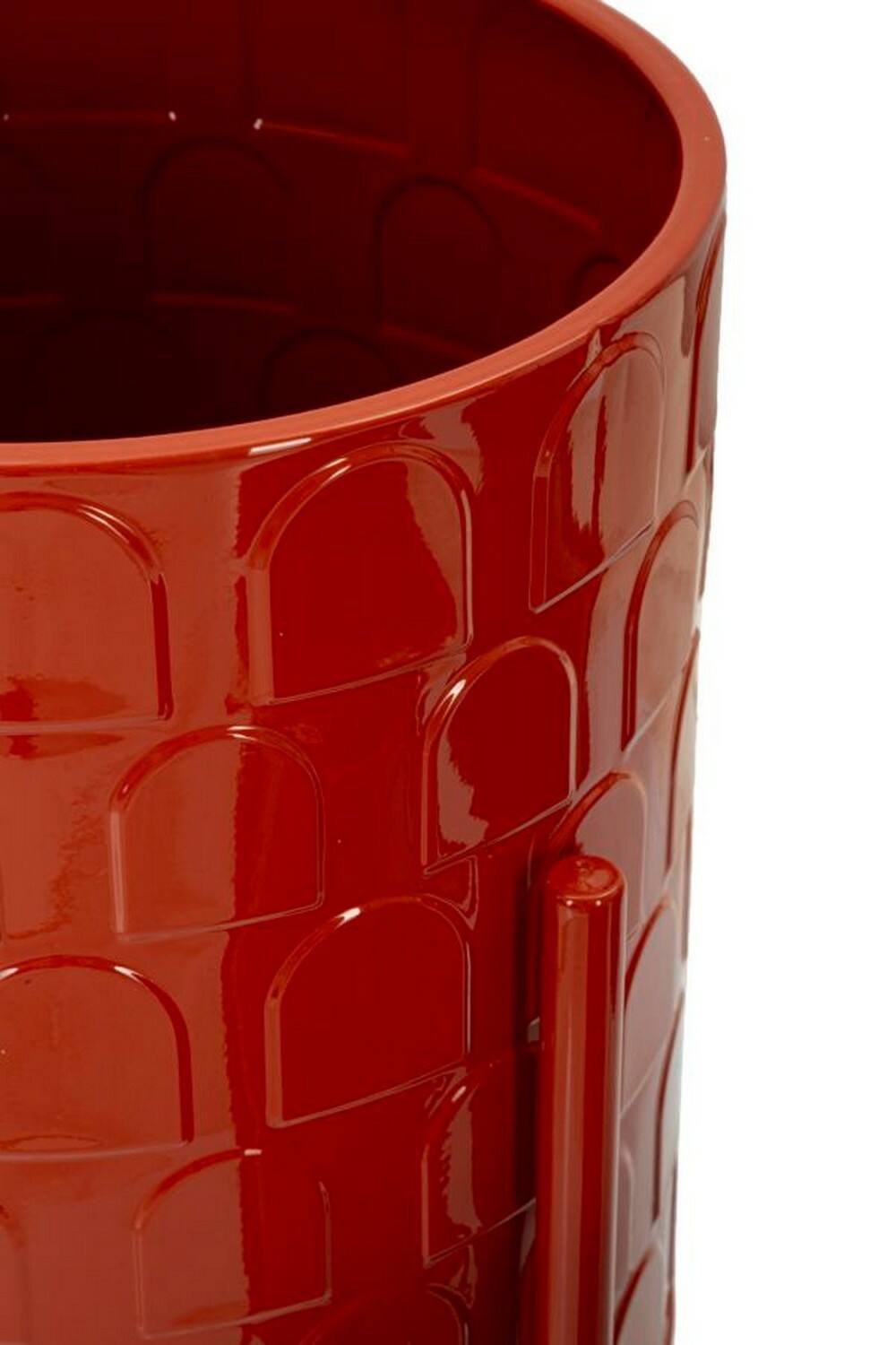 Set di 3 portavasi Cisterna, Complemento d'arredo, Articolo decorativo, Accessorio d'arredo, 36x36 h57 cm, Rosso