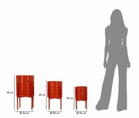 Set di 3 portavasi Cisterna, Complemento d'arredo, Articolo decorativo, Accessorio d'arredo, 36x36 h57 cm, Rosso