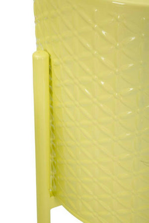 Set di 3 portavasi Cisterna, Complemento d'arredo, Articolo decorativo, Accessorio d'arredo, 36x36 h57 cm, Giallo