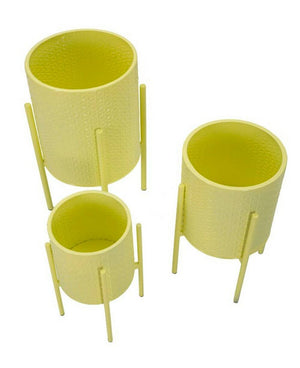 Set di 3 portavasi Cisterna, Complemento d'arredo, Articolo decorativo, Accessorio d'arredo, 36x36 h57 cm, Giallo
