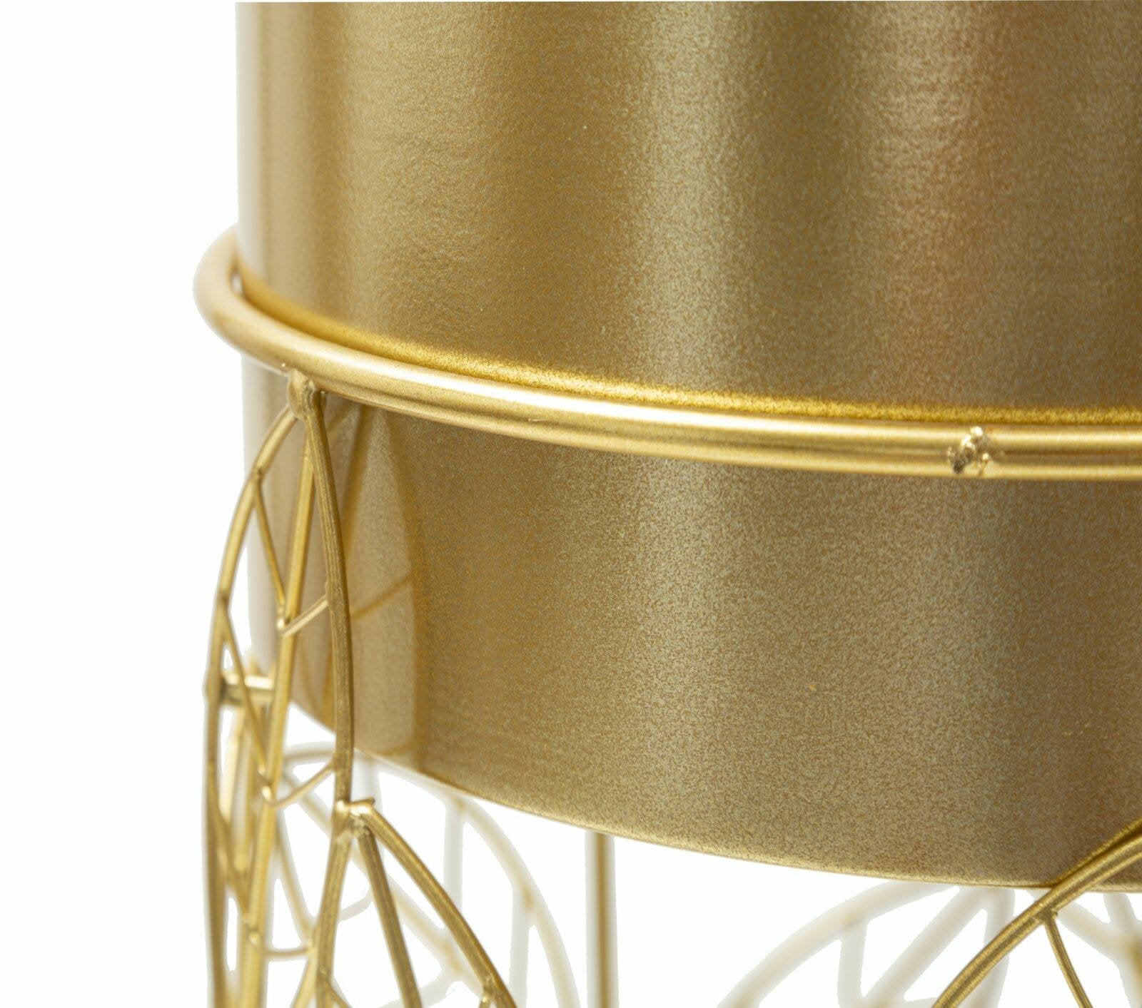 Set di 2 portavasi Godego, Complemento d'arredo, Articolo decorativo, Accessorio d'arredo, 23x23 h43 cm, Oro