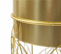 Set di 2 portavasi Godego, Complemento d'arredo, Articolo decorativo, Accessorio d'arredo, 23x23 h43 cm, Oro