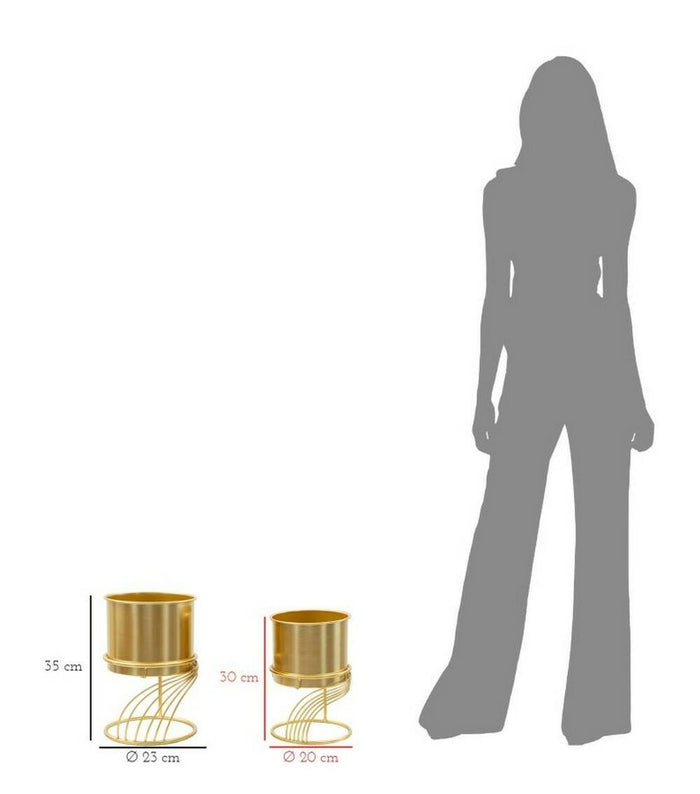 Set di 2 portavasi Sauri, Complemento d'arredo, Articolo decorativo, Accessorio d'arredo, 23x23 h36 cm, Oro