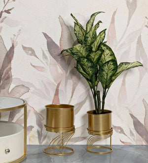 Set di 2 portavasi Sauri, Complemento d'arredo, Articolo decorativo, Accessorio d'arredo, 23x23 h36 cm, Oro