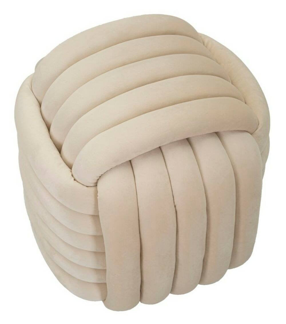 Pouf Bozzente, Poltrona multiuso, Scendiletto, Pouf poggiapiedi, 45x45 h45 cm, Crema