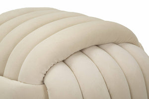 Pouf Bozzente, Poltrona multiuso, Scendiletto, Pouf poggiapiedi, 45x45 h45 cm, Crema