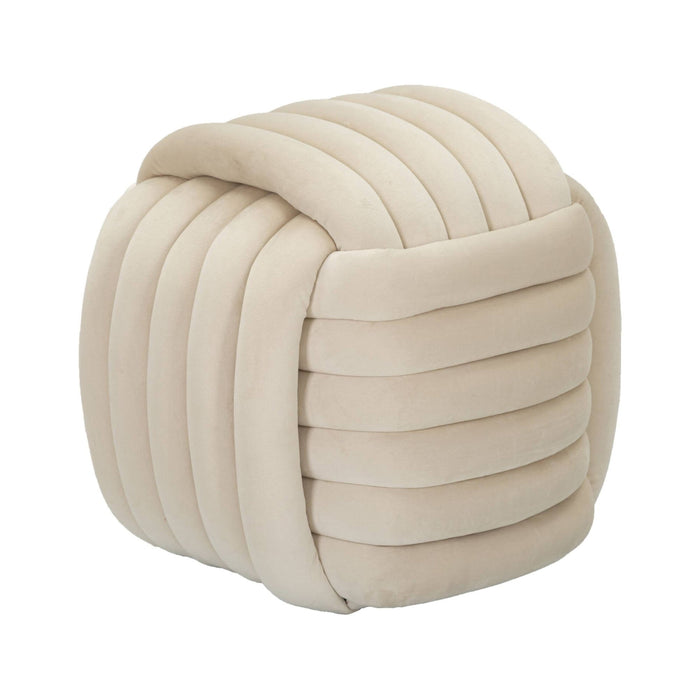 Pouf Bozzente, Poltrona multiuso, Scendiletto, Pouf poggiapiedi, 45x45 h45 cm, Crema