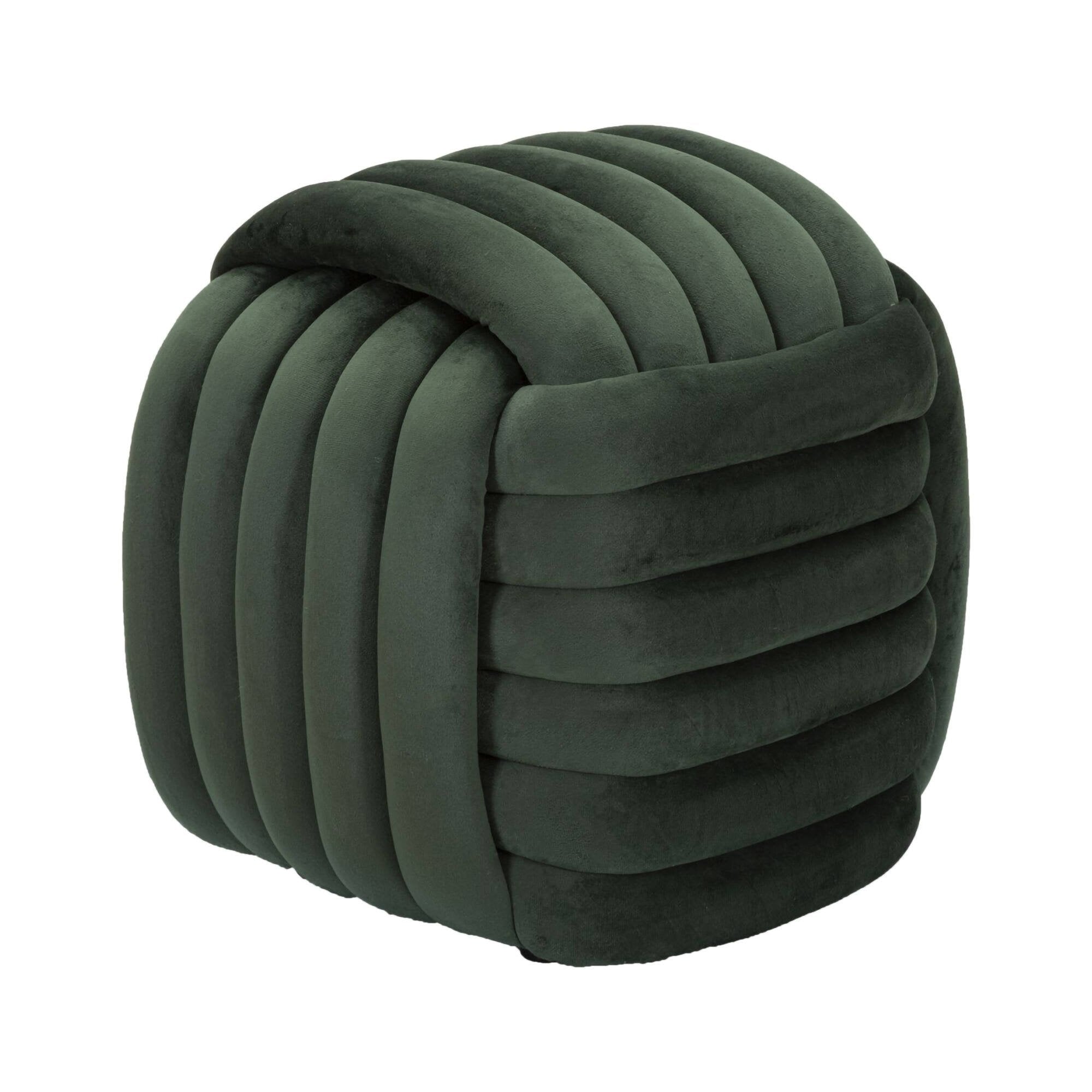 Pouf Bozzente, Poltrona multiuso, Scendiletto, Pouf poggiapiedi, 45x45 h45 cm, Verde
