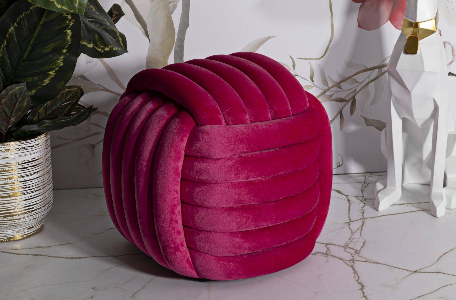 Pouf Bozzente, Poltrona multiuso, Scendiletto, Pouf poggiapiedi, 45x45 h45 cm, Fucsia