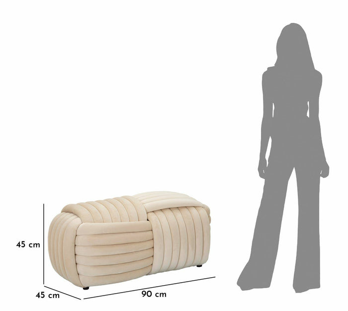 Panca Calcea, Panchina multiuso, Seduta per ospiti, Cassapanca multifunzione, 90x45 h45 cm, Crema